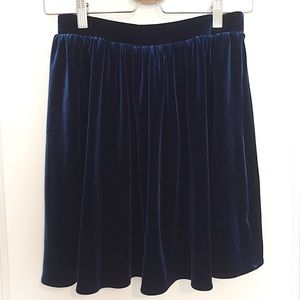 American Apparel Blue Velvet Skater Skirt